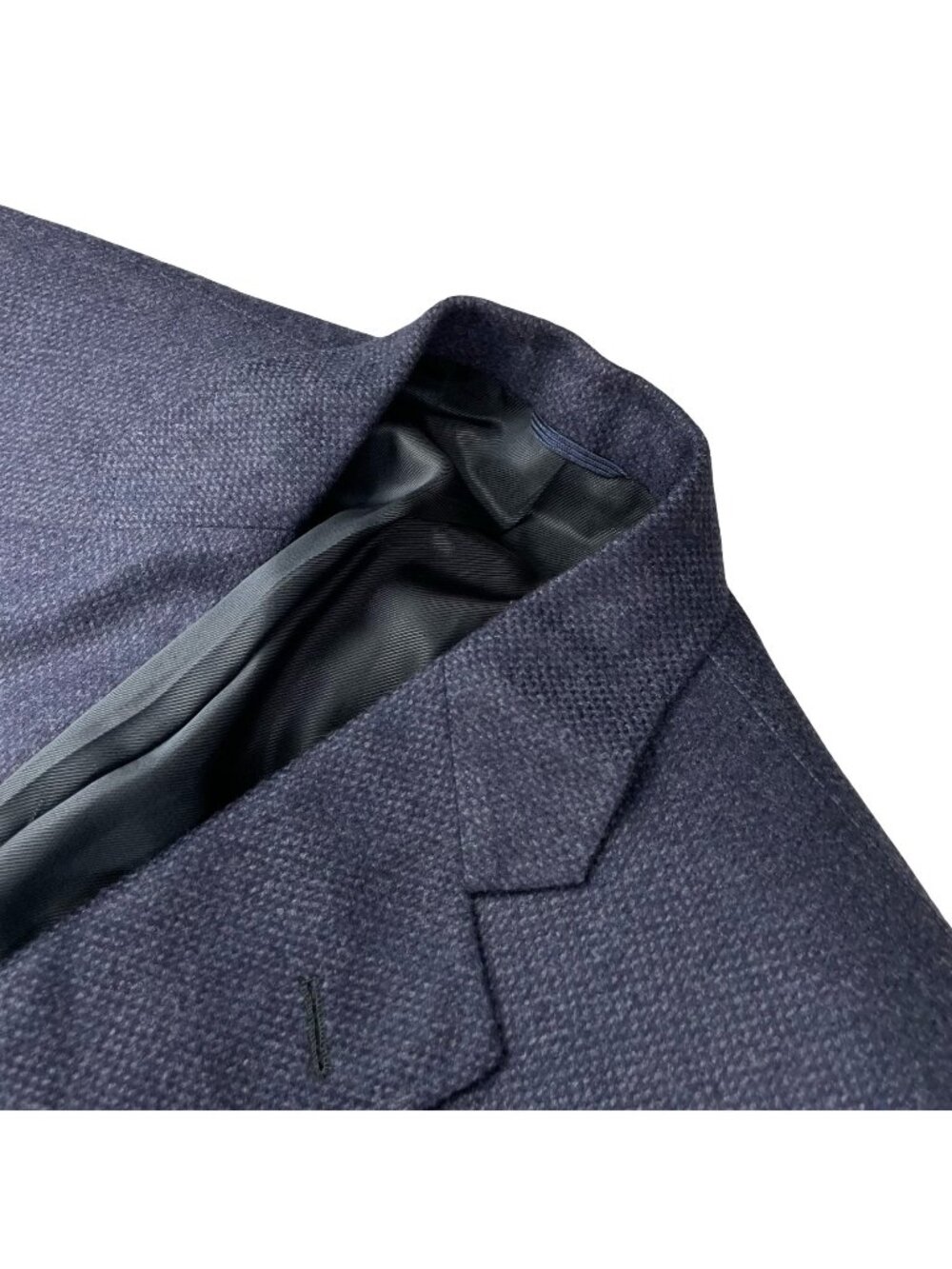 Bespoke Men's 100% Wool Knit 2-Button Tweed Blazer/Jacket Navy Blue • 42R